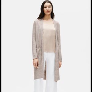 Eileen Fisher Organic Linen Melange Long Cardigan Bramble 1X Straight Fit